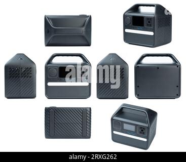 Battery power staton different view isolated on white studio background. Home electricity back up Stock Photo