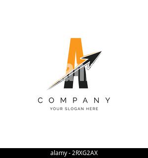 A Letter with Arrow Logo Template Illustration. A Alphabet Concept Design Modern Vector Monogram Icon Stock Vector
