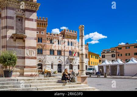 Piazza Dante Alighieri with Palazzo Aldobrandeschi (seat of the provincial government), Grosseto, Tuscany Stock Photo