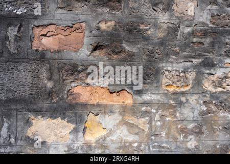 Weathered facade, Wall stones, Format filling, Background, Scotland, Great Britain Stock Photo