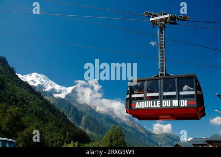 Chamonix Mont-Blanc cable car to the Aiguille du Midi mountain, Haute Savoie, France Stock Photo