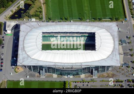 Volkswagen Arena, Germany, Lower Saxony, Wolfsburg, sports, stadium, football stadium, football, football field, arena, sports facility, aerial view Stock Photo