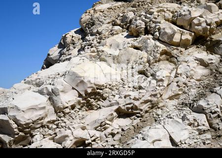 Limestone with conchoidal fracture. This photo was taken in Saint Jean ...