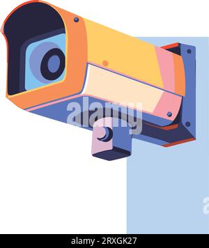 Hand Drawn CCTV or security cameras in flat style isolated on background Stock Vector