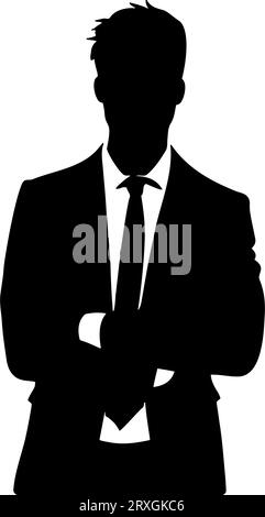 Businessman with arms crossed silhouette symbol. Vector illustration Stock Vector