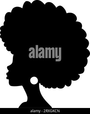Fashion African american woman head profile silhouette. Vector illustration Stock Vector
