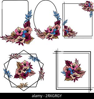 Collection of different kinds of floral frames vector illustration Stock Vector