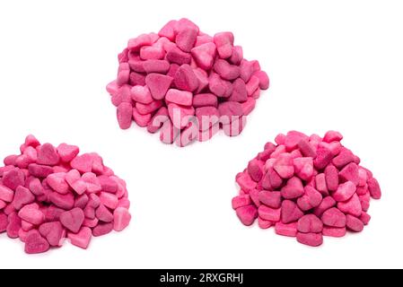 Pink gummy candies. Top view. Jelly  sweets. Isolated on a white background. Stock Photo