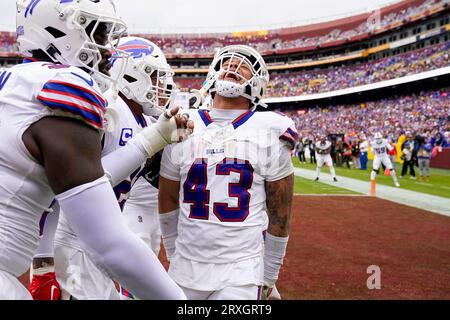 Buffalo Bills linebacker Terrel Bernard (43) defends during an NFL football  game, Monday, Sept. 19, 2022, in Orchard Park, NY. (AP Photo/Matt Durisko  Stock Photo - Alamy