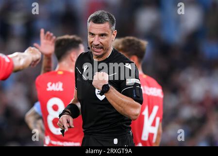 Rome, Italy. 19th Sep, 2023. Referee Slavko Vincic during the UEFA Champions League Group E match between SS Lazio v Atletico de Madrid at Stadio Olimpico Roma on September 19, 2023 in Rome, Italy. Credit: Giuseppe Maffia/Alamy Live News Stock Photo