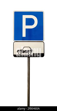 Car parking road sign on a white background. Traffic rules. Road Safety Stock Photo