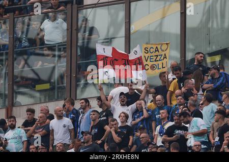 Milan, Italy, 16th September 2023. FC Internazioanle fans the Serie A match at Giuseppe Meazza, Milan. Picture credit should read: Jonathan Moscrop / Sportimage Stock Photo