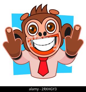 Monkey mascot logo vector. Animal vector illustration. Geek monkey logo. Chimpanzee vector logo design Stock Vector