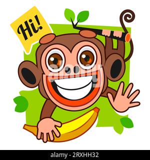 Monkey mascot logo vector. Animal vector illustration. Geek monkey logo. Chimpanzee vector logo design Stock Vector