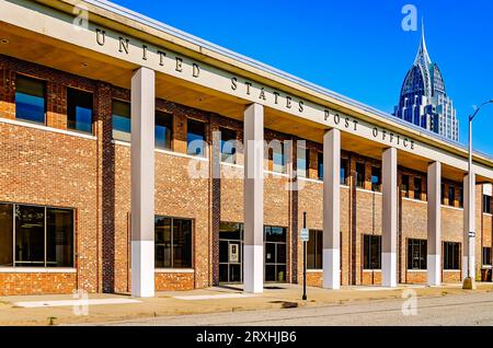 The post office is pictured downtown on St. Joseph Street, Sept. 23, 2023, in Mobile, Alabama. The post office was built in 1967 for $3 million. Stock Photo