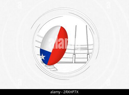 Flag of Chile on rugby ball. Round rugby icon with flag of Chile ...