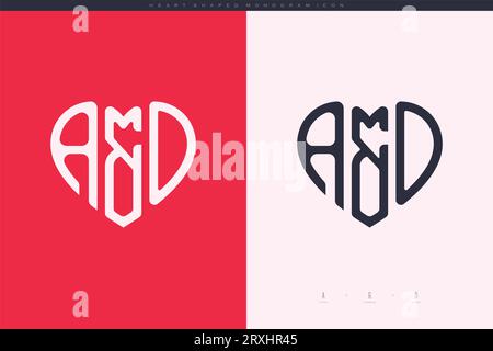 heart initial logo with love shape letters icon vector illustration template Stock Vector