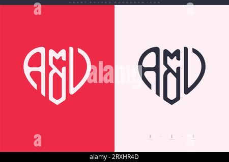 heart initial logo with love shape letters icon vector illustration template Stock Vector