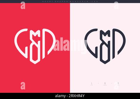 heart initial logo with love shape letters icon vector illustration template Stock Vector