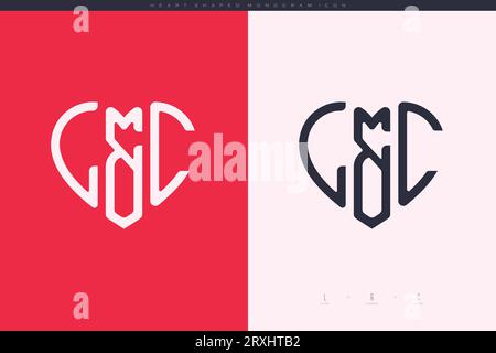 Initial LC letters with red heart and love logo flat icon monogram concept Stock Vector