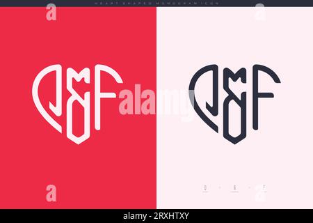 Initial QF letters with red heart and love logo flat icon monogram concept Stock Vector