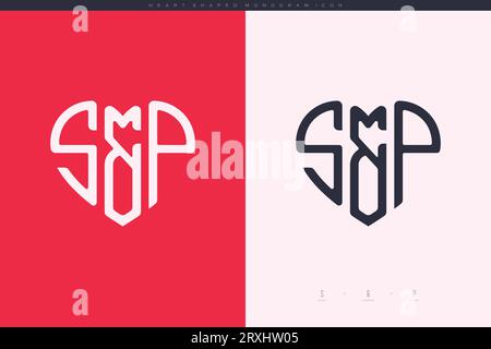 Initial SP letters with red heart and love logo flat icon monogram concept Stock Vector