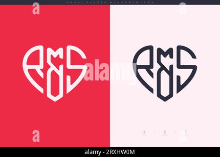 Initial RS letters with red heart and love logo flat icon monogram concept Stock Vector