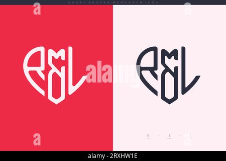 Initial RL letters with red heart and love logo flat icon monogram concept Stock Vector