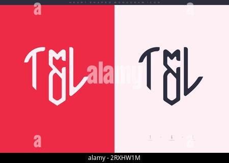 Initial TL letters with red heart and love logo flat icon monogram concept Stock Vector