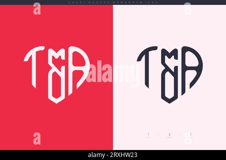 Initial TA letters with red heart and love logo flat icon monogram concept Stock Vector