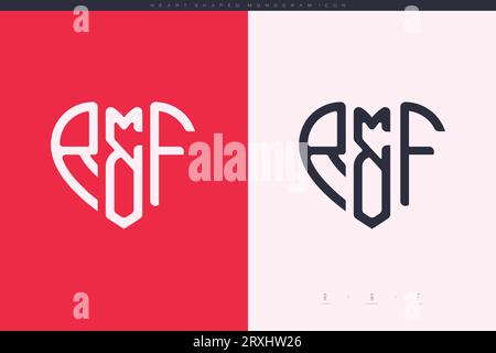 Initial RF letters with red heart and love logo flat icon monogram concept Stock Vector