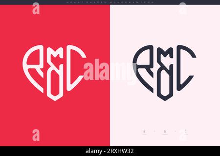 Initial RC letters with red heart and love logo flat icon monogram concept Stock Vector