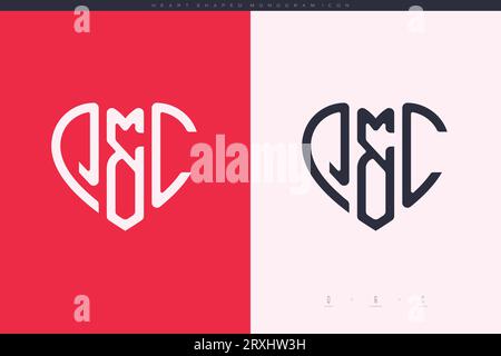 Initial QC letters with red heart and love logo flat icon monogram concept Stock Vector
