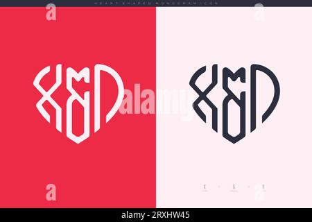 Initial XN letters with red heart and love logo flat icon monogram concept Stock Vector