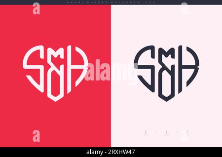 Initial SK letters with red heart and love logo flat icon monogram concept Stock Vector