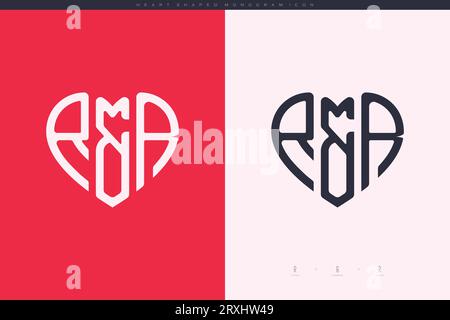 Initial RR letters with red heart and love logo flat icon monogram concept Stock Vector