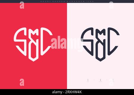 Initial SC letters with red heart and love logo flat icon monogram concept Stock Vector
