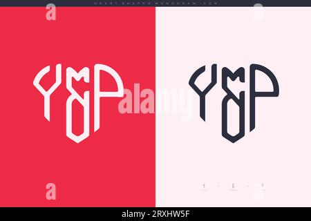 Initial YP letters with red heart and love logo flat icon monogram concept Stock Vector