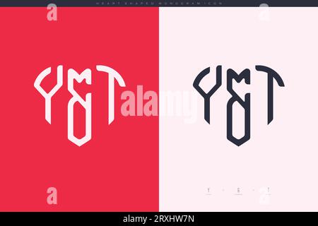 Initial YT letters with red heart and love logo flat icon monogram concept Stock Vector