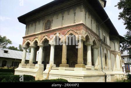 Sitaru, Ilfov County, Romania, approx. 2000. Exterior view of Balamuci Monastery, a historical monument from the 18th century. Stock Photo