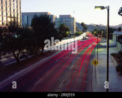 Looking west along Broadway Blvd in downtown Tucson, Arizona Stock Photo