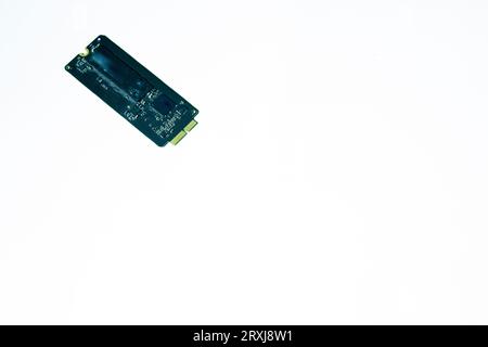 Photo of ssd hard drive on white background with copy space. Stock Photo