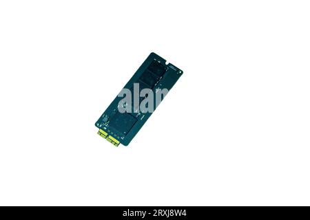 Photo of ssd hard drive on white background with copy space. Stock Photo