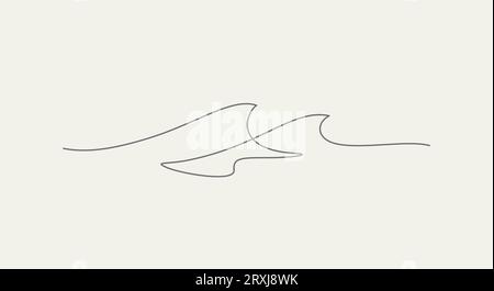 sea wave water one line minimalist style thin line illustration Stock ...