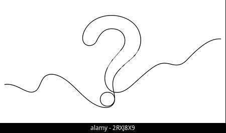 Single continuous line art question mark icon. Online ask test query ...