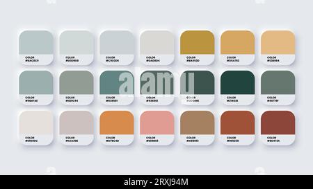 Color Palette, Color Swatches in RGB, HEX Colors, Pastel Colour in HEX Codes Catalog. Paint Colours Palette, Neutral Tones Stock Vector