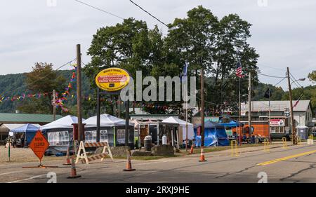 The fairgrounds on Main Street for the Pennsylvania Fishing Tournament in Tidioute, Pennsylvania, USA Stock Photo