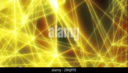 Abstract yellow orange energy lines triangles magical bright glowing futuristic hi-tech background. Stock Photo