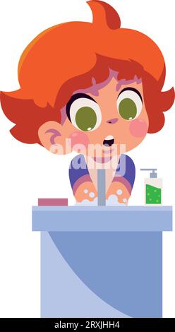 kid washing hands in washroom Stock Vector Image & Art - Alamy