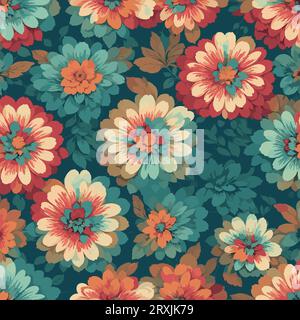 Colorful floral print background. Seamless floral pattern with bright pattern. Stock Vector